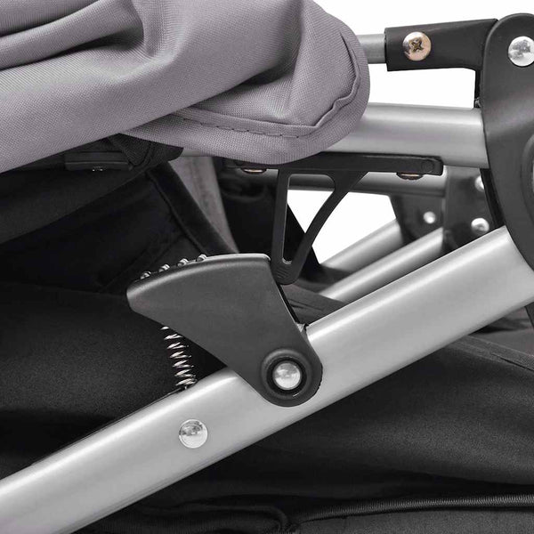vidaXL Twin Stroller Steel Grey and Black