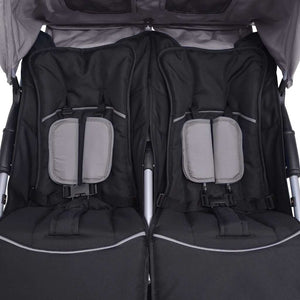 vidaXL Twin Stroller Steel Grey and Black