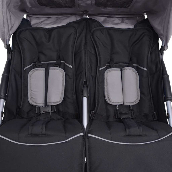 vidaXL Twin Stroller Steel Grey and Black