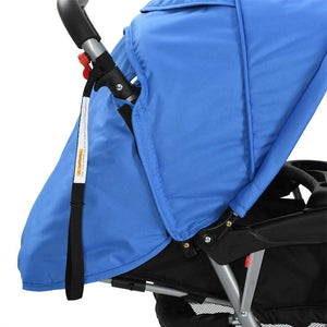 vidaXL Tandem Pushchair Steel Blue and Black