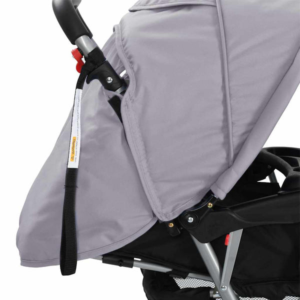 vidaXL Tandem Stroller Steel Grey and Black