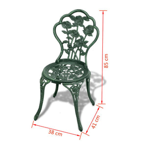 vidaXL 3-Piece Cast Aluminum Bistro Set Green