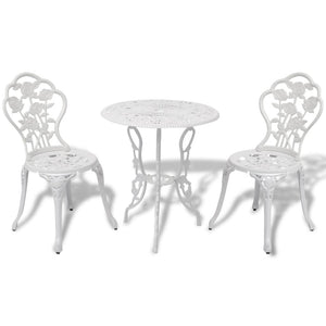 vidaXL 3-Piece Cast Aluminum Bistro Set White