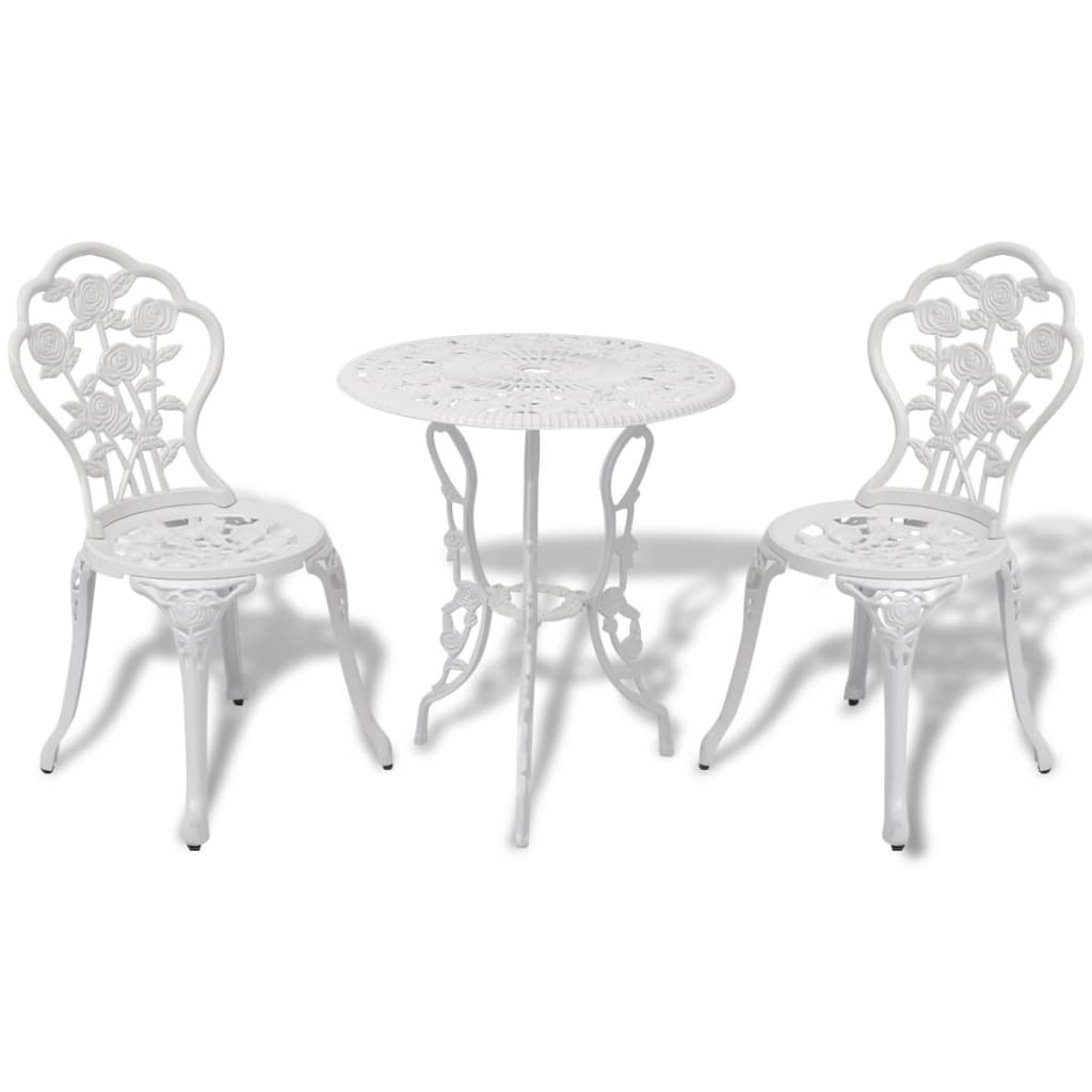 vidaXL 3-Piece Cast Aluminum Bistro Set White