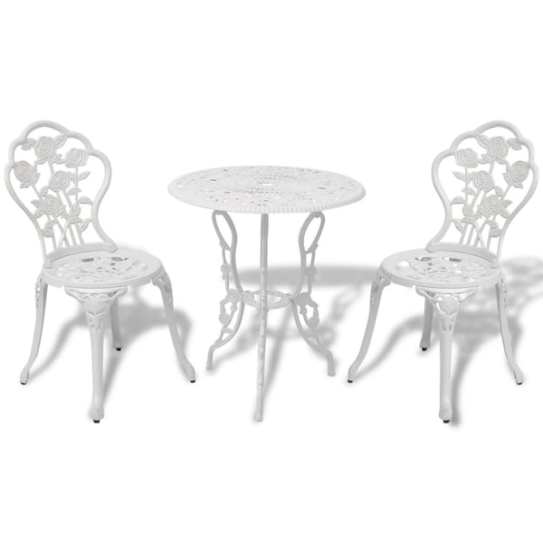vidaXL 3-Piece Cast Aluminum Bistro Set White