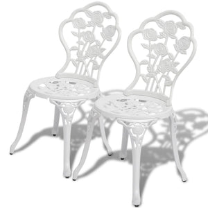 vidaXL 3-Piece Cast Aluminum Bistro Set White