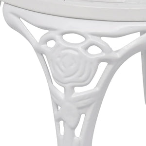 vidaXL 3-Piece Cast Aluminum Bistro Set White