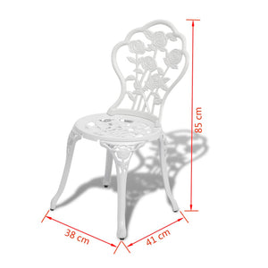 vidaXL 3-Piece Cast Aluminum Bistro Set White