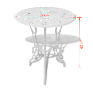 vidaXL 3-Piece Cast Aluminum Bistro Set White