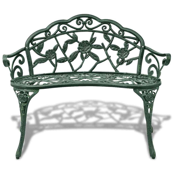 vidaXL Garden Bench 100 cm Cast Aluminium Green