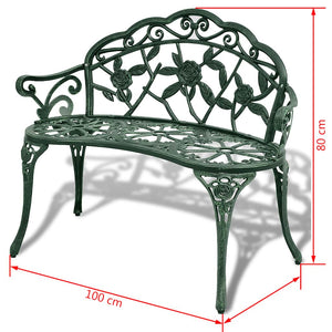 vidaXL Garden Bench 100 cm Cast Aluminium Green