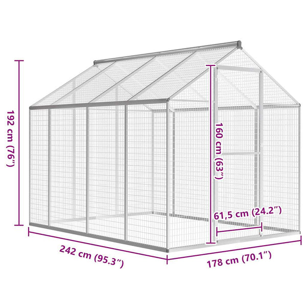vidaXL Outdoor Aviary Aluminum 178x242x192 cm