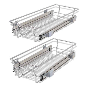 vidaXL Built-in Drawer Basket Pull-out 2 pcs. Silver 300 mm