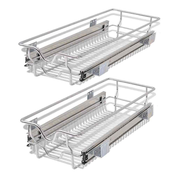 vidaXL Built-in Drawer Basket Pull-out 2 pcs. Silver 300 mm