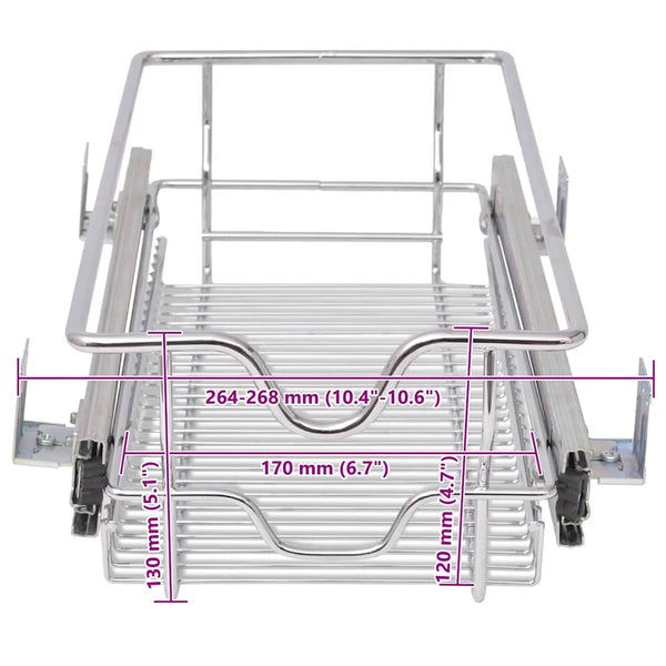 vidaXL Built-in Drawer Basket Pull-out 2 pcs. Silver 300 mm