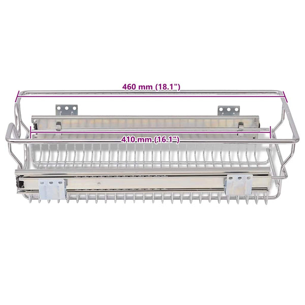 vidaXL Built-in Drawer Basket Pull-out 2 pcs. Silver 300 mm