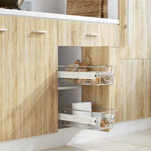vidaXL Built-in Drawer Basket Pull-out 2 pcs. Silver 300 mm