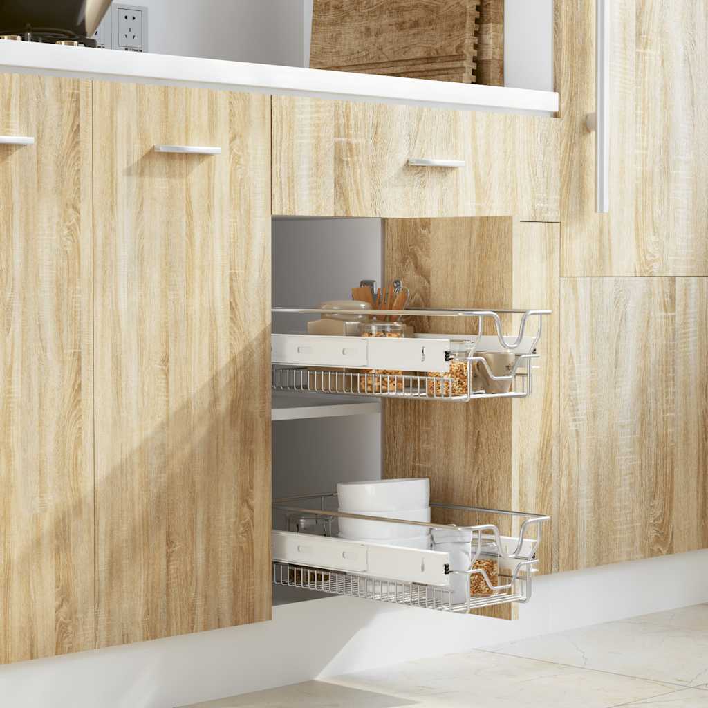 vidaXL Built-in Drawer Basket Pull-out 2 pcs. Silver 300 mm