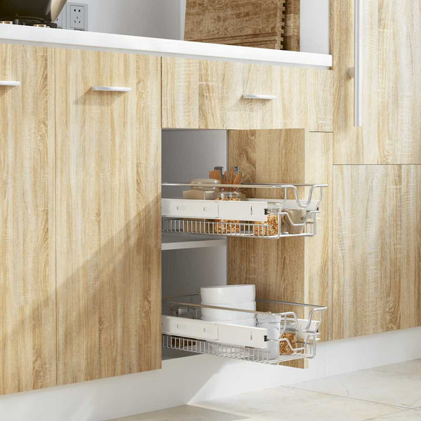 vidaXL Built-in Drawer Basket Pull-out 2 pcs. Silver 300 mm