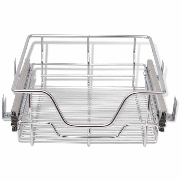 vidaXL Built-in Drawer Basket Pull-out 2 pcs. Silver 400 mm