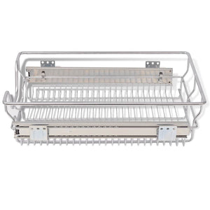 vidaXL Built-in Drawer Basket Pull-out 2 pcs. Silver 400 mm