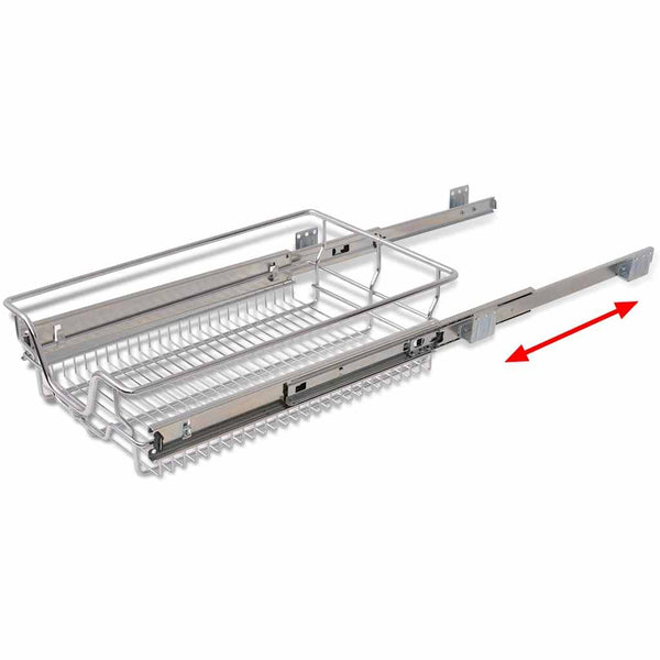 vidaXL Built-in Drawer Basket Pull-out 2 pcs. Silver 400 mm