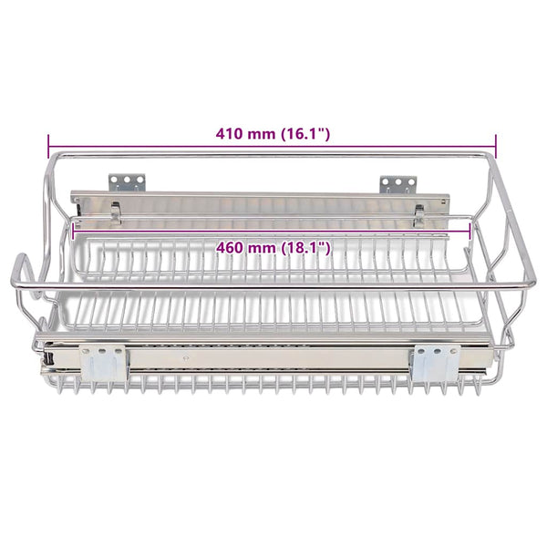 vidaXL Built-in Drawer Basket Pull-out 2 pcs. Silver 400 mm
