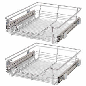 vidaXL Built-in Drawer Basket Pull-Out 2 pcs Silver 500 mm