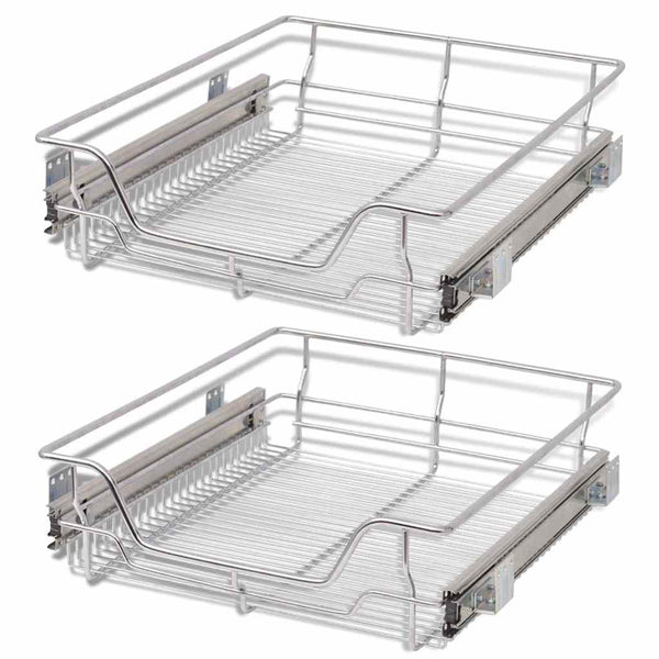 vidaXL Built-in Drawer Basket Pull-Out 2 pcs Silver 500 mm