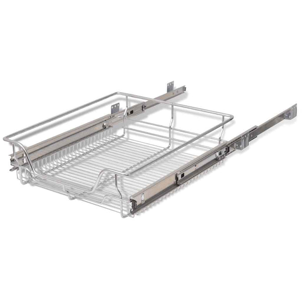 vidaXL Built-in Drawer Basket Pull-Out 2 pcs Silver 500 mm