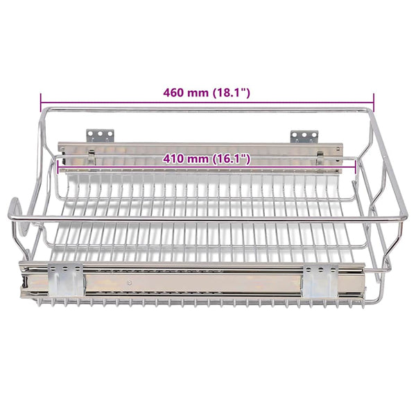 vidaXL Built-in Drawer Basket Pull-Out 2 pcs Silver 500 mm