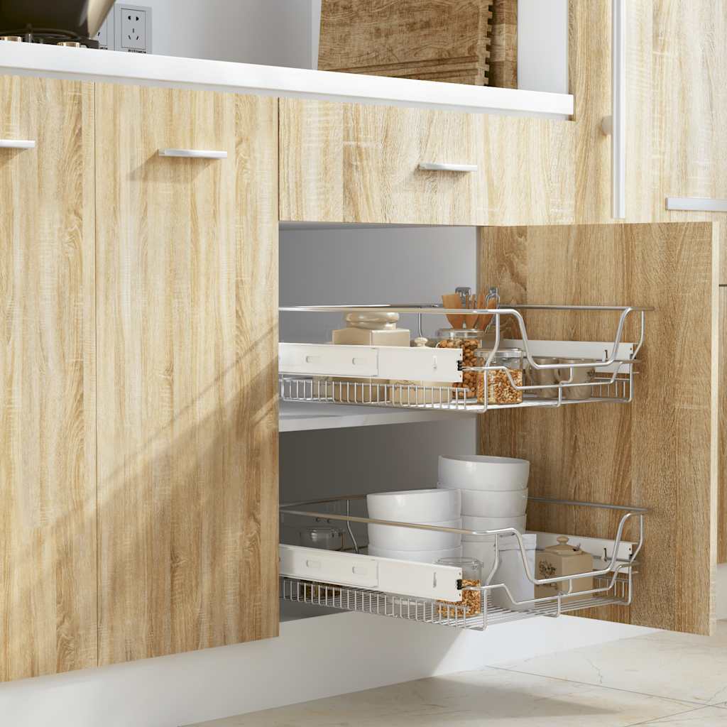 vidaXL Built-in Drawer Basket Pull-Out 2 pcs Silver 500 mm