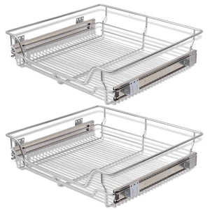 vidaXL Built-In Drawer Basket Pull-Out 2 pcs Silver 600 mm