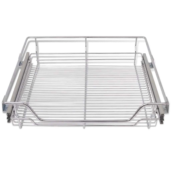 vidaXL Built-In Drawer Basket Pull-Out 2 pcs Silver 600 mm