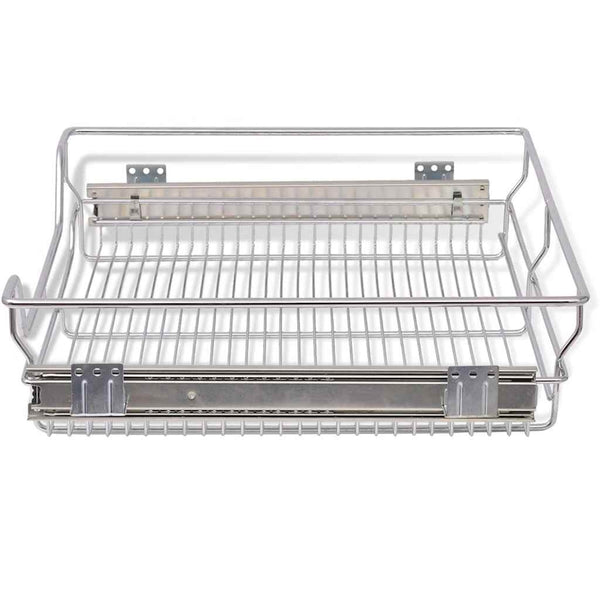 vidaXL Built-In Drawer Basket Pull-Out 2 pcs Silver 600 mm