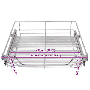 vidaXL Built-In Drawer Basket Pull-Out 2 pcs Silver 600 mm