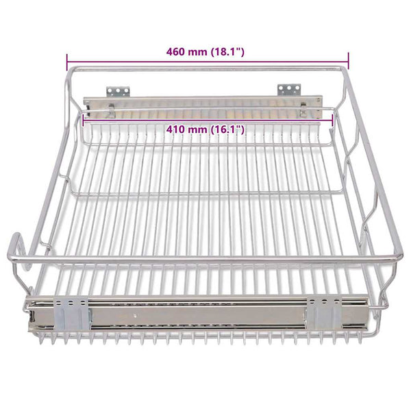 vidaXL Built-in Drawer Basket Pull-Out 2 pcs Silver 800 mm