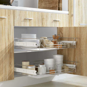 vidaXL Built-in Drawer Basket Pull-Out 2 pcs Silver 800 mm