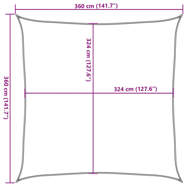 Quadratisches Sonnensegel Anthrazit 3,6x3,6 m
