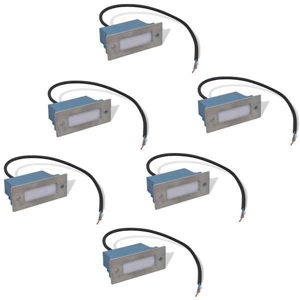 vidaXL LED Recessed Wall Lights for Stairs 6 pcs. 44x111x56 mm