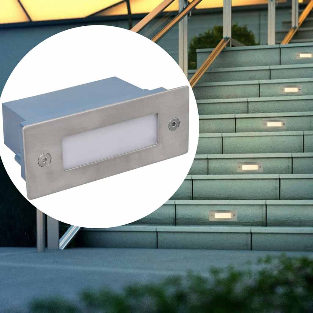 vidaXL LED Recessed Wall Lights for Stairs 12 pcs. 44x111x56 mm