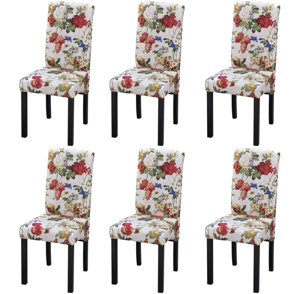 vidaXL Dining Chairs 6 pcs Multicolour Fabric
