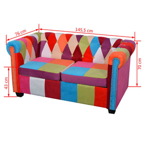 vidaXL Chesterfield 2-Seater Sofa Fabric