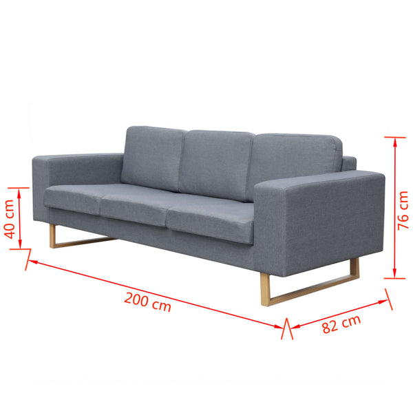 vidaXL 3-Seater Sofa Fabric Light Grey
