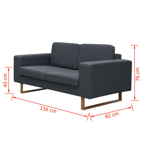 vidaXL 2-Seater Sofa Fabric Dark Grey