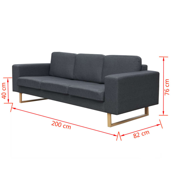 vidaXL 3-Seater Sofa Fabric Dark Grey