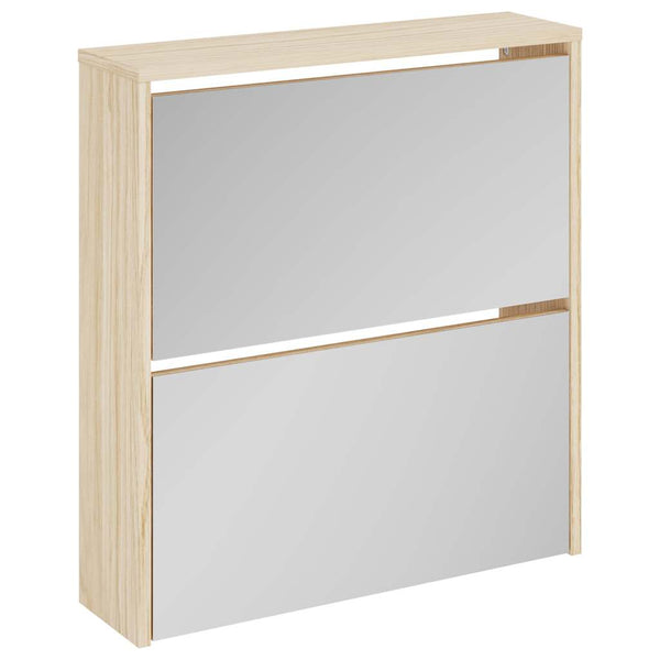 vidaXL Shoe Cabinet with 2 Compartments Mirror Oak Look 63x17x67 cm