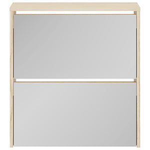 vidaXL Shoe Cabinet with 2 Compartments Mirror Oak Look 63x17x67 cm