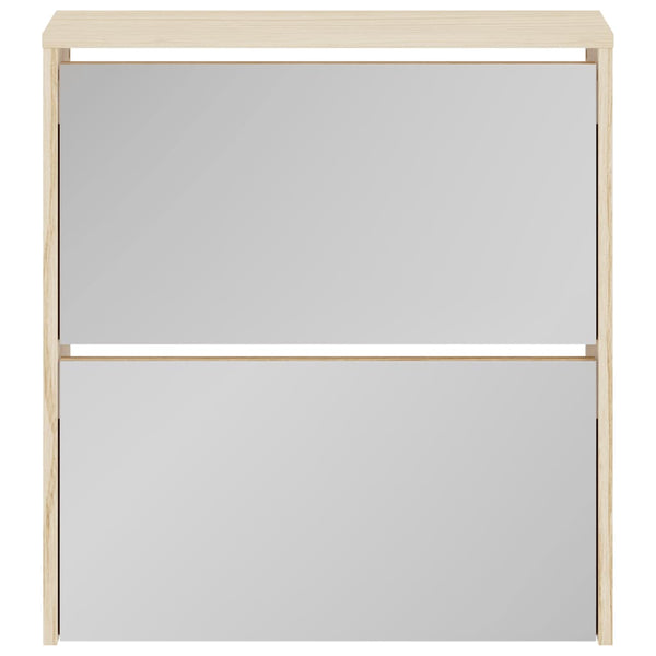 vidaXL Shoe Cabinet with 2 Compartments Mirror Oak Look 63x17x67 cm