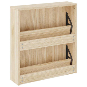 vidaXL Shoe Cabinet with 2 Compartments Mirror Oak Look 63x17x67 cm